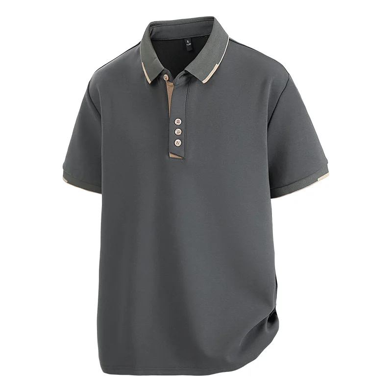 Plus Size 7XL 8XL Summer Elegant T Shirt Men Short Sleeve Turn Down Collar 95% Cotton Soft Solid Color Tops Tee Men T-shirt