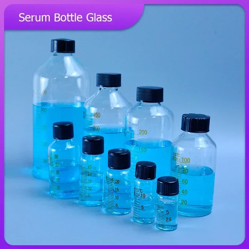 Lab Glass Serum Bottle with Scale - 5-250ml Reagent/Sample Storage Bottle, Durable Laboratory Glassware