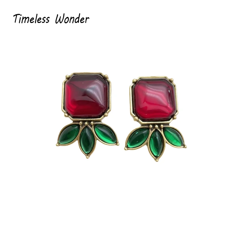 Timeless Wonder Fancy Crystal Glass Floral Button Earrings for Women Designer Jewelry Punk Sweet Gift Rare Top Classy 3346