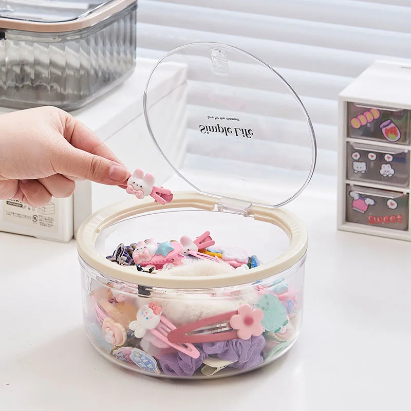 Girls Hair Accessories Organizer Box with Press-button Cover, Suitable for Hair Clips, Hair Ties and Jewelry Storage