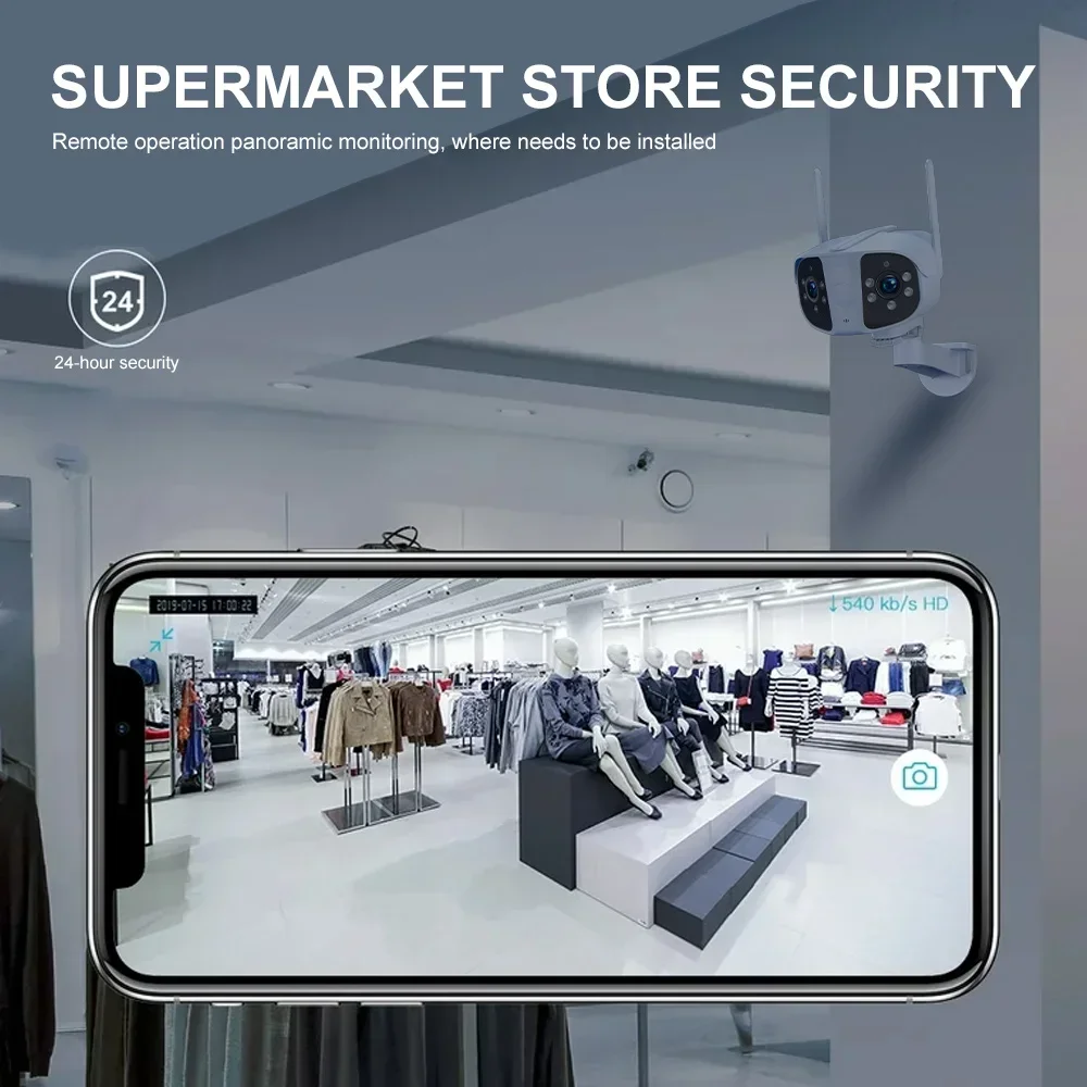 6 MP IP-Dual-Objektiv-Kamera für den Außenbereich, PTZ, Nachtsicht, Panorama, 155 °   Weitwinkel 4K CCTV Smart Home HD Überwachungskamera IPC360 Home