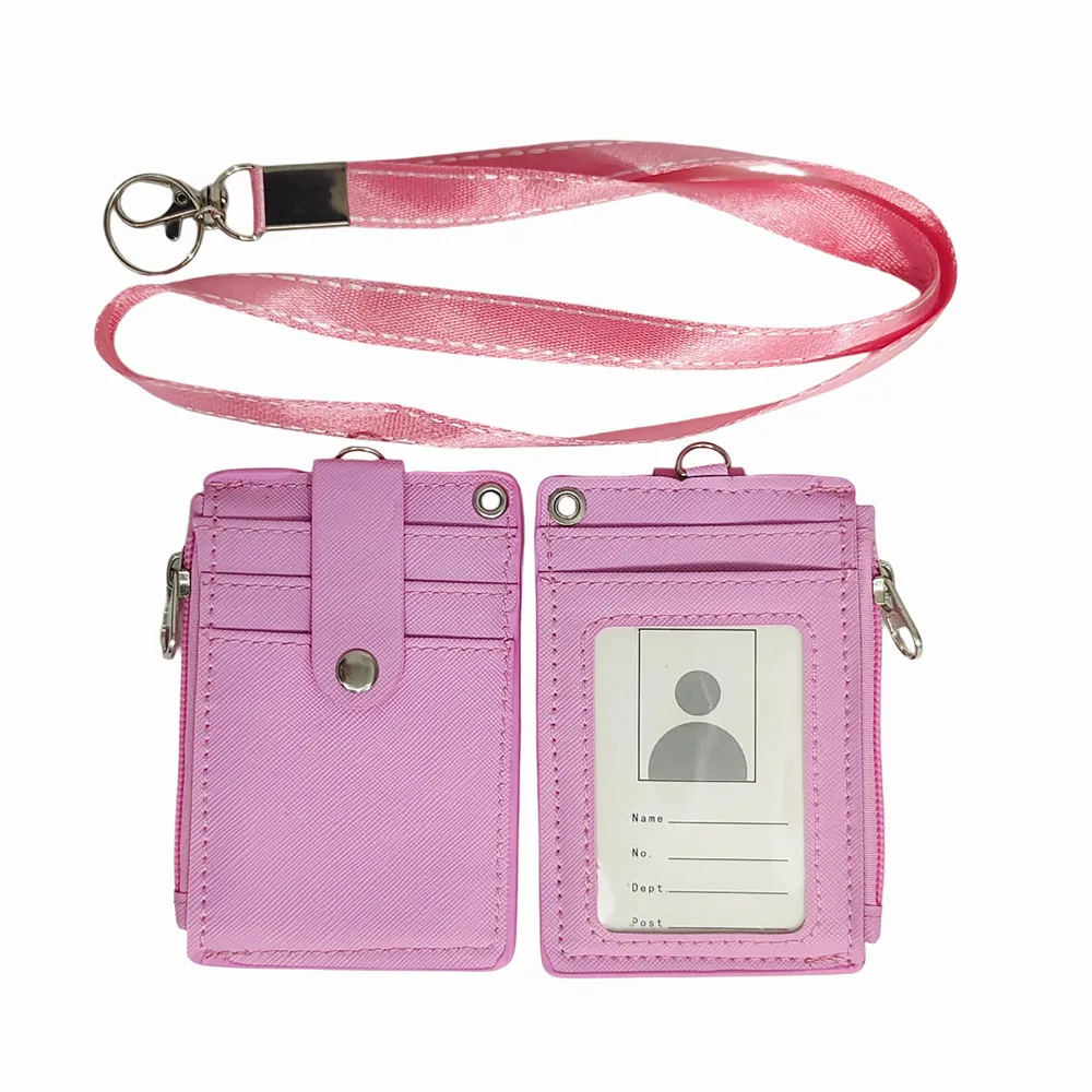 1 stück Hals Hängen Zipper Karte Lagerung Box PU Leder Tragbare Leichte Karte Halter Lehrer Student Arbeit Liefert – Detail 16