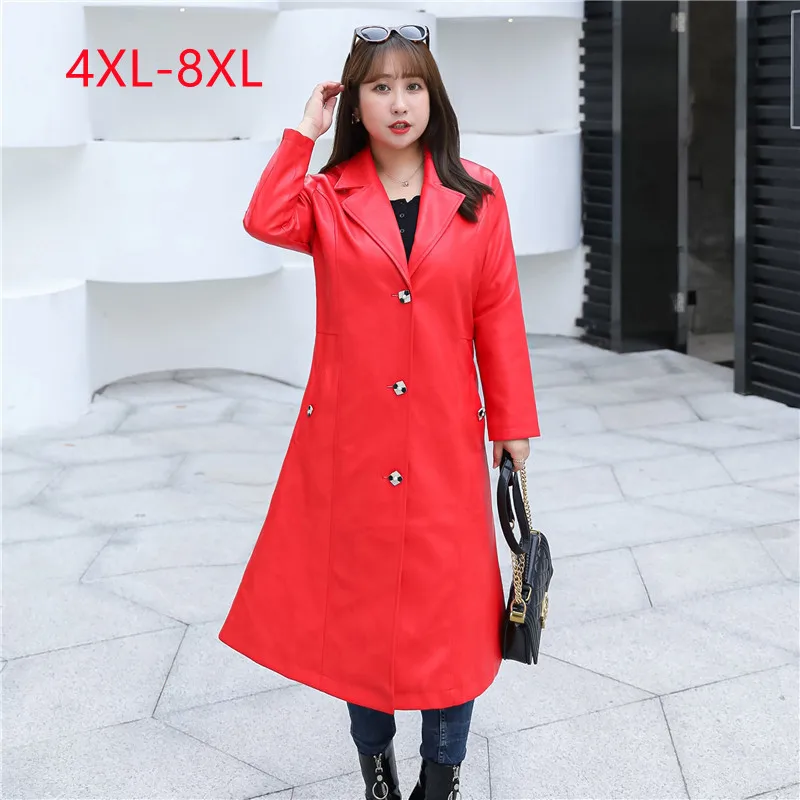 

New 2022 Ladies Spring Autumn Plus Size Tops For Women Large Size Long Sleeve red Button Long Coat 4XL 5XL 6XL 7XL 8XL