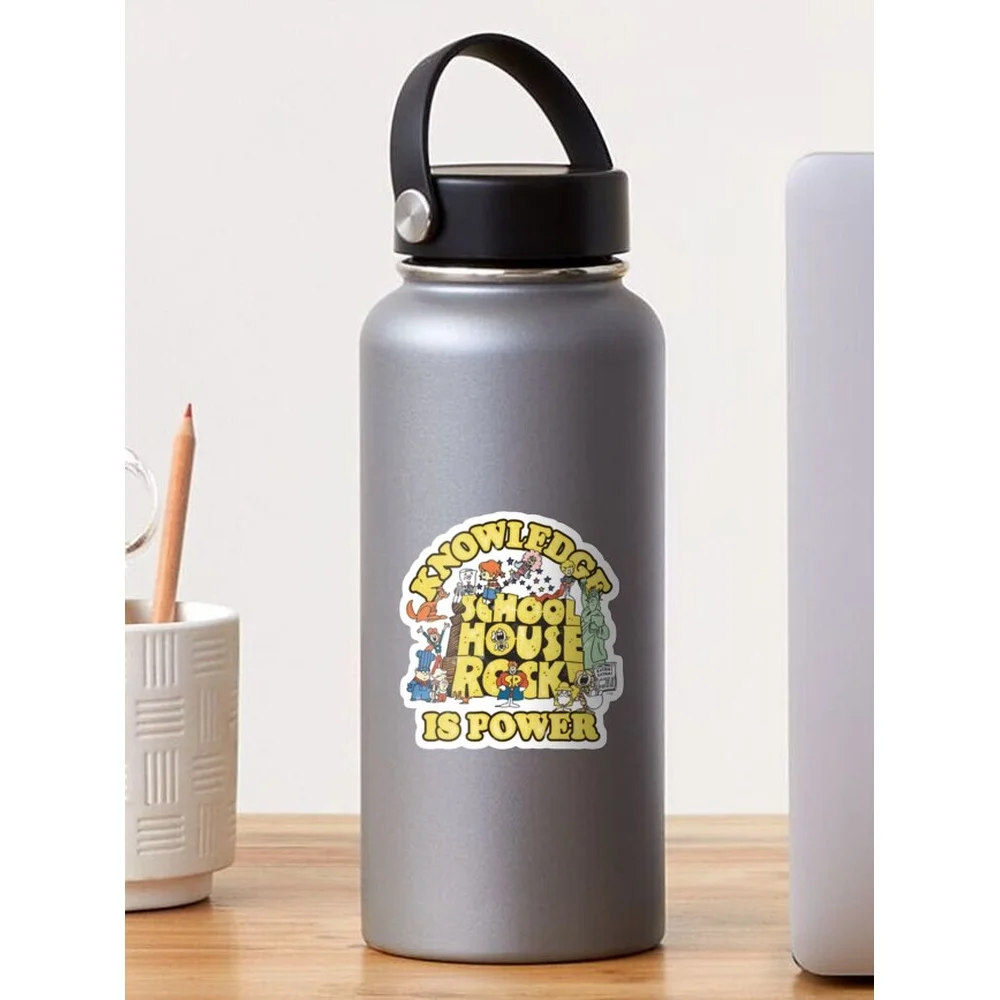 Schoolhouse Rock Knowledge Is Power Logo Group Sticker for Laptop Decor Bedroom Car Cute Cartoon Art Fashionable Public Suitcase