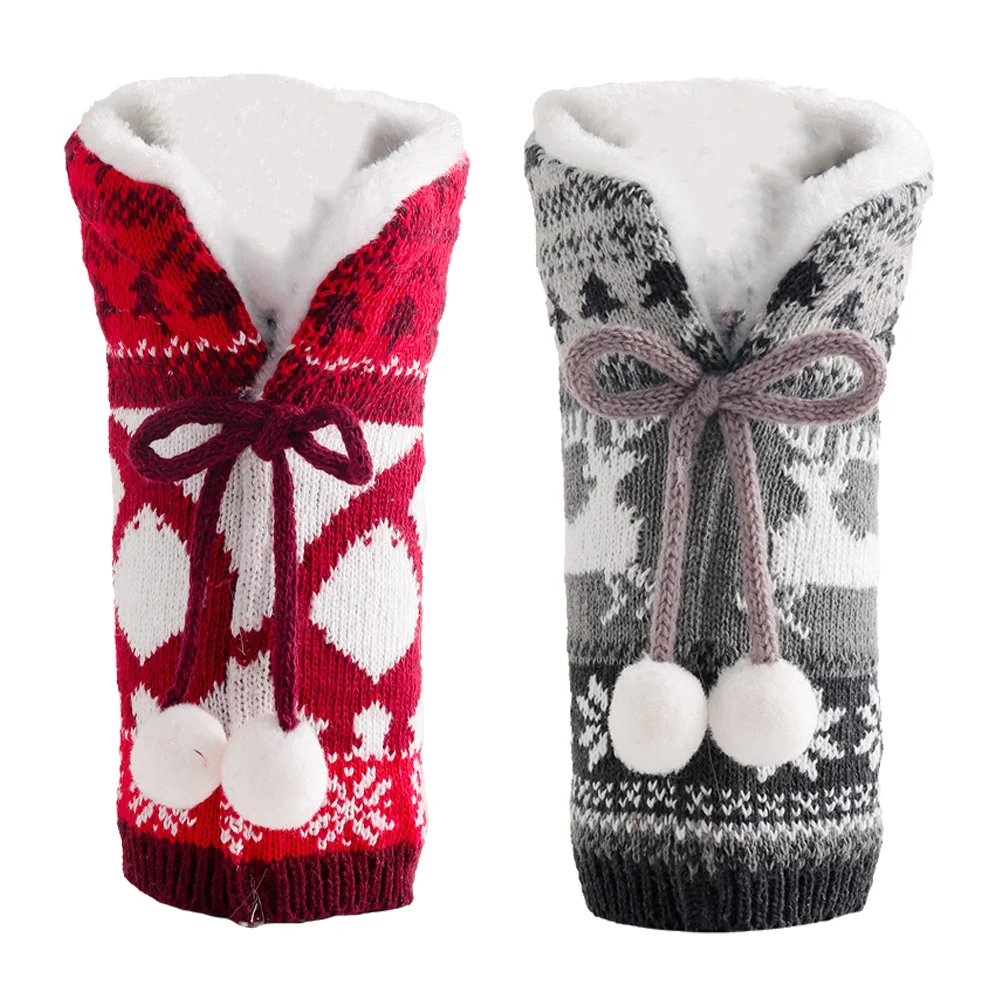 2 Pcs Bottle Cover Lovely Decoration Sock Christmas Covers Decorative Child