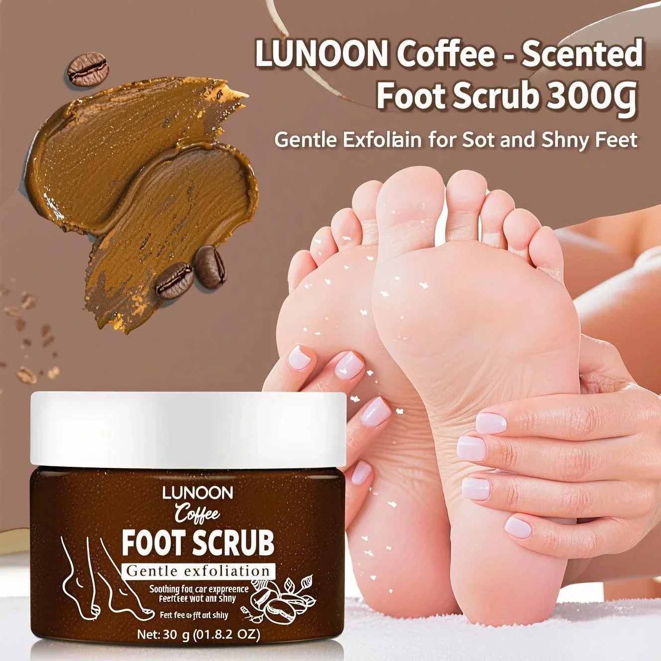 

Coffee Foot Scrub Exfoliator 300g with Shea & Cocoa Butter - Removes Dead Skin, Softens Cracked Heels for Smooth, Hydrated Feet.