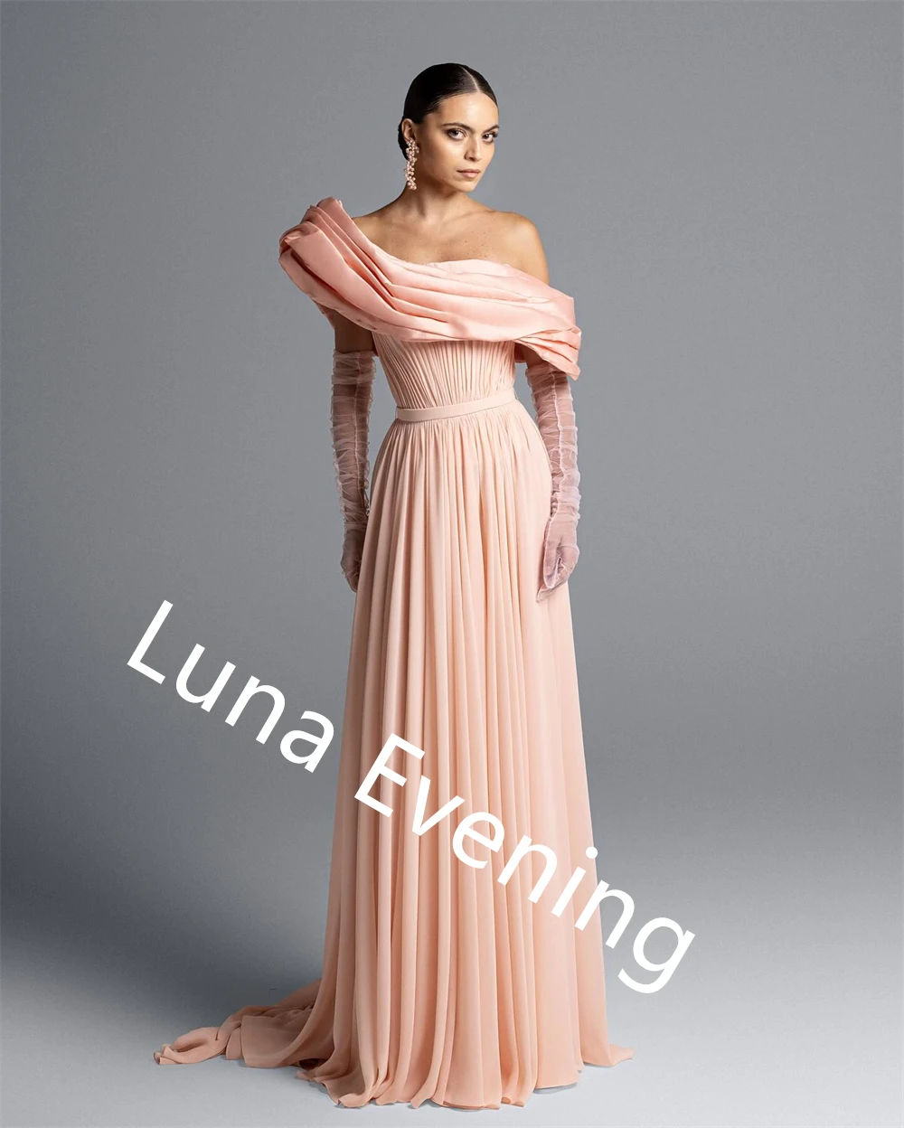 Customized  High Quality Pink Chiffon Evening Dress One Shoulder Sleeveless Bespoke Occasion Gowns Belt Homecoming Dres image 6
