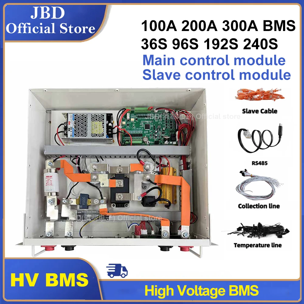 

JBD HV BMS DIY KIT 12S Slave100A 200A 300A 220V Battery Management System 36S 96S 192S Master and Slave LiFePO4 High Voltage BMS