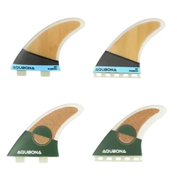 High Performance Surfboard Fins Tri Fin Set Fibreglass & Bamboo Compatible with Single Tab or Dual tab Medium/Large Sizes