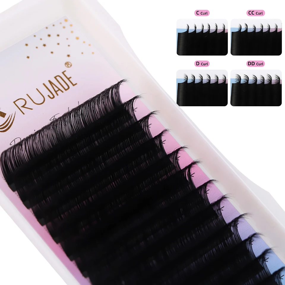 

Lashrujade Individual Eyelashes Extensions Classic Lashes Trays Korea PBT Matte Black Soft Mink Faux Eyelashes Makeup Cilia