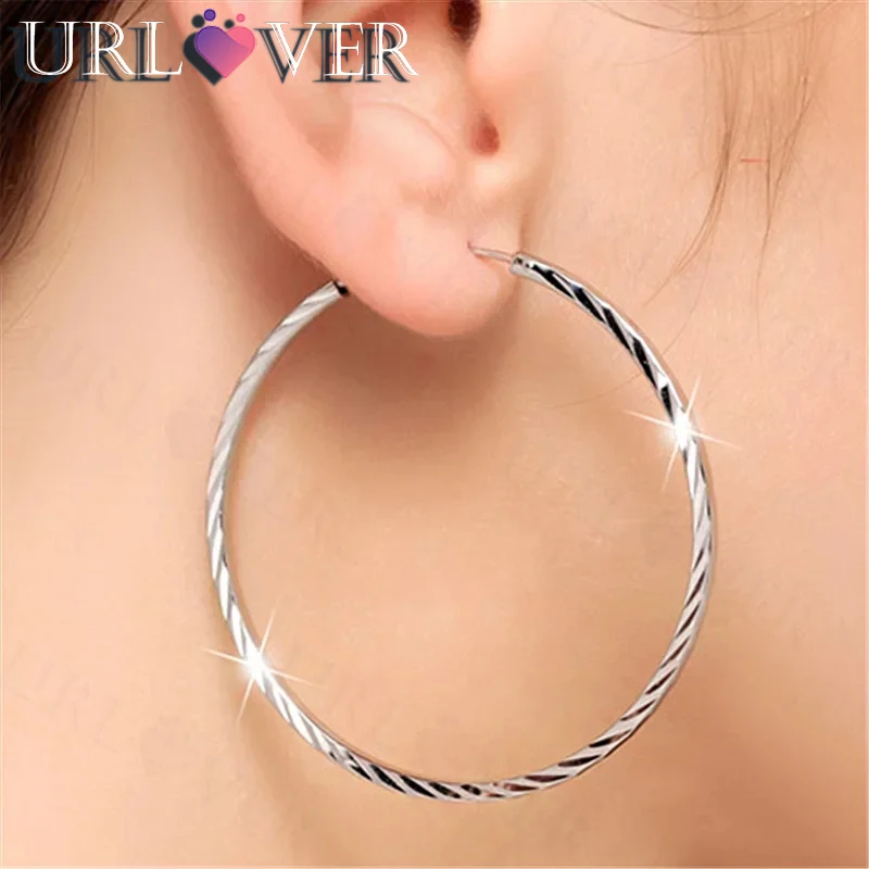 

URLOVER Fashion 925 Sterling Silver Earrings Round Car Flower Earrings For Women Charm Jewelry Gift