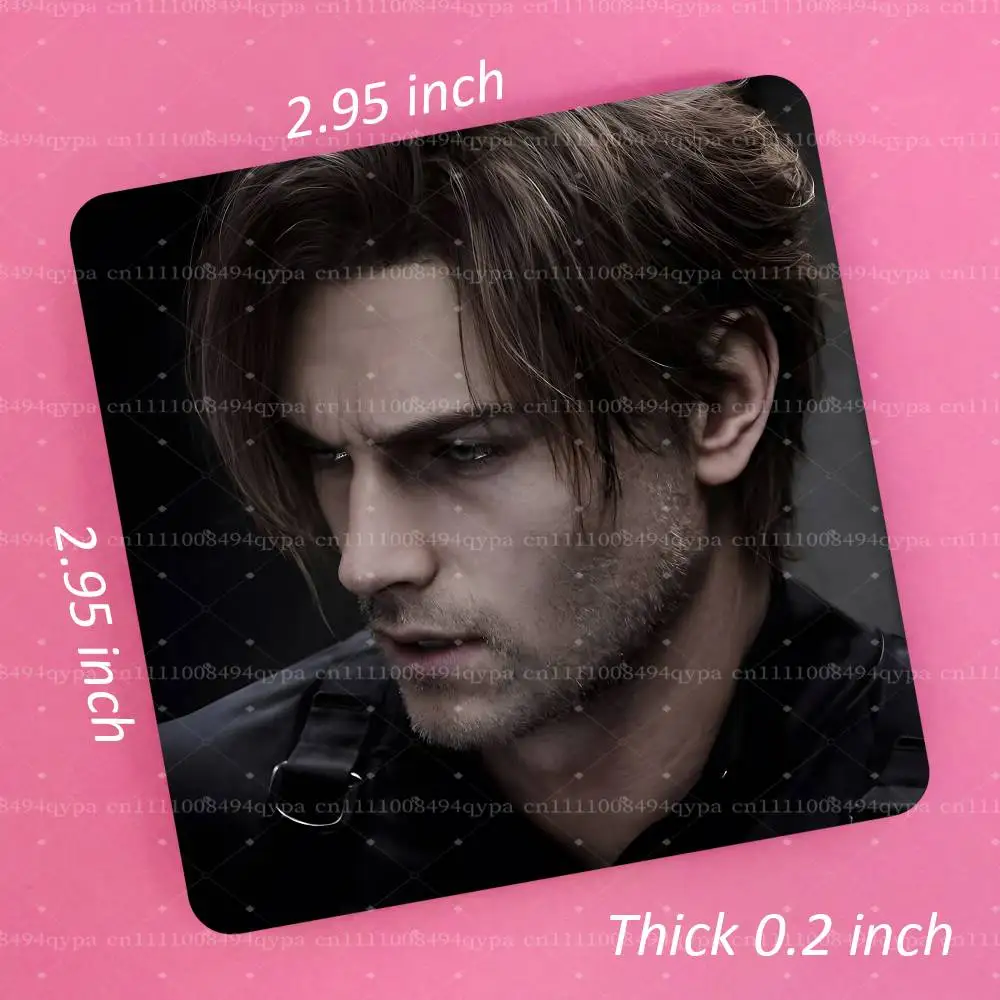 L-Leon Keneddy R-Resident Evil 4 9 Square Fridge Magnet Custom Magnetic Sticker, Kitchen Refrigerator Decor Travel Souvenir Gift