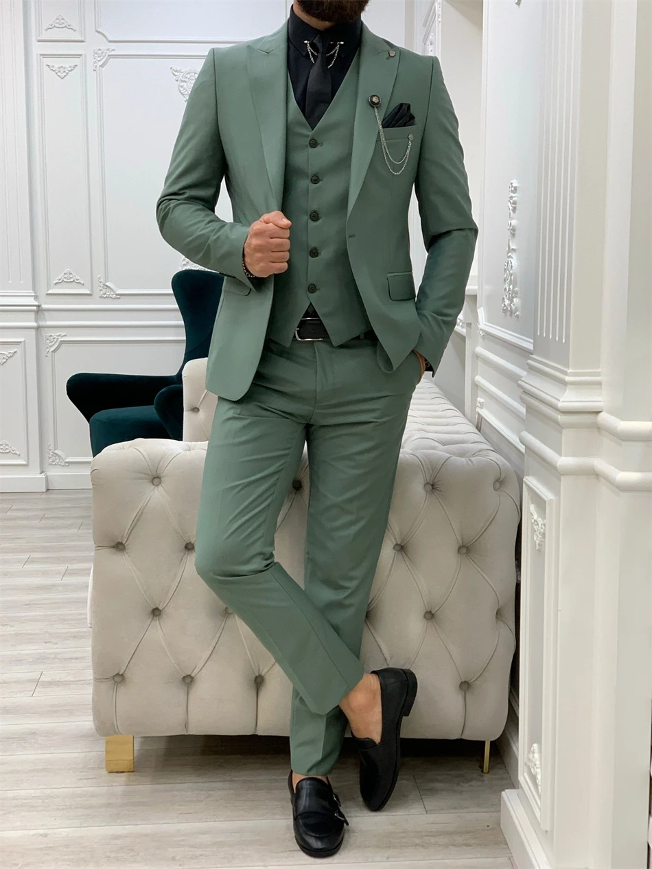 Classic Mens Slim fit Italian Style Suit Formal Business Party Men's Suits 3pcs Blazer Vest Pants