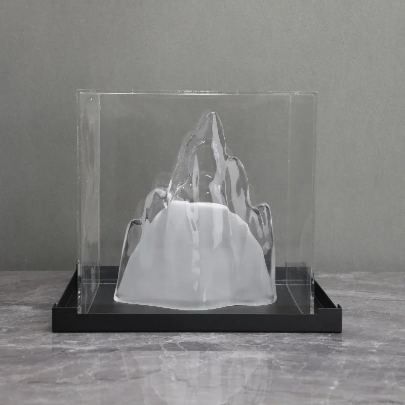 

Light Luxury New Chinese Style Acrylic Cover Office Model Room Soft Decoration Jewelry Box Modern Glass Rockery Decoration