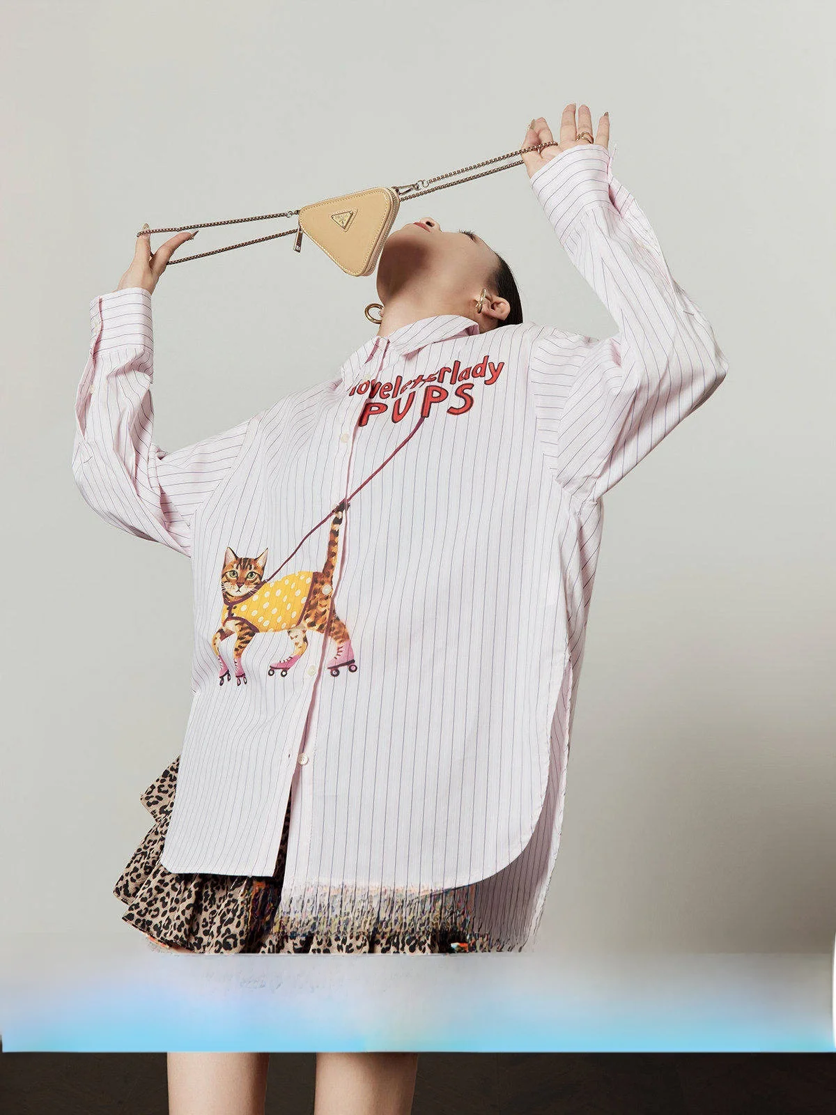 

Loose Striped irt Women's Faionable Spring New Arrival Breathable Long Sve Cute Sle Pink And White Cheered Blouse