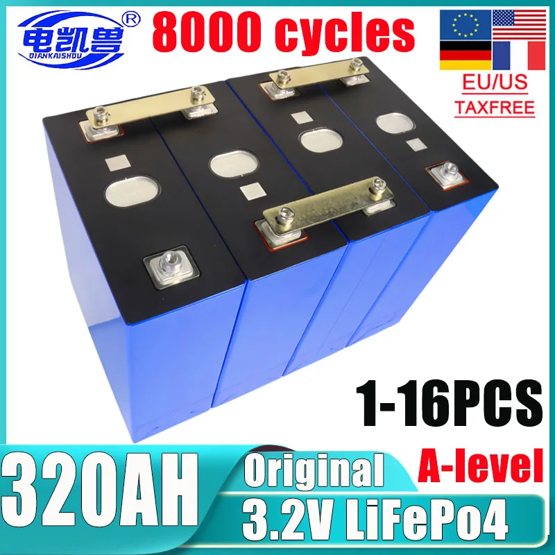 

1-16pcs new 3.2V 220ah 320ah A-grade Lifepo4 battery DIY 24V 48V RV solar storage rechargeable battery pack EU/US tax exempt