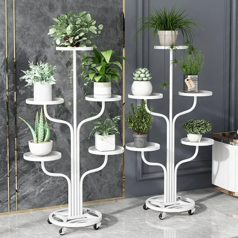 Flower stand living room marble new light luxury premium indoor shelf simple balcony potted plant balcony flower stand