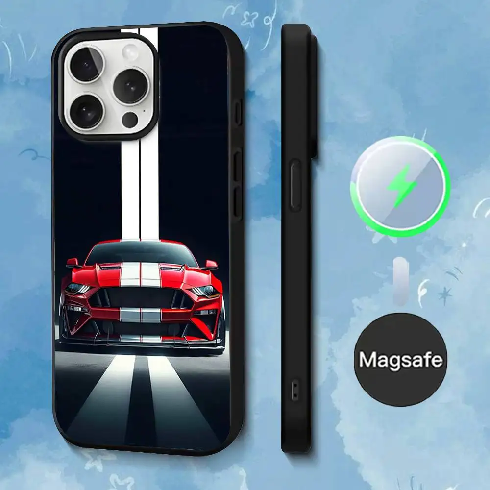 M-Mustangs 車載用スマホケース iPhone 17、16、15、14、13、12、11、Pro、Max、Plus、Mini、SE4、E対応 磁気マグセーフ ワイヤレス充電対応