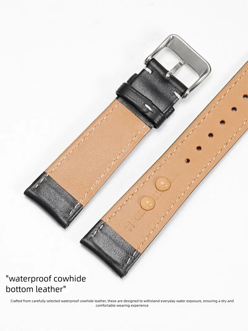 Custom Cowhide Watchbands Flat Interface Pin Buckle Strap 19MM 20MM 21MM 22MM Waterproof Calfskin Lining For Pioneer L3 Series