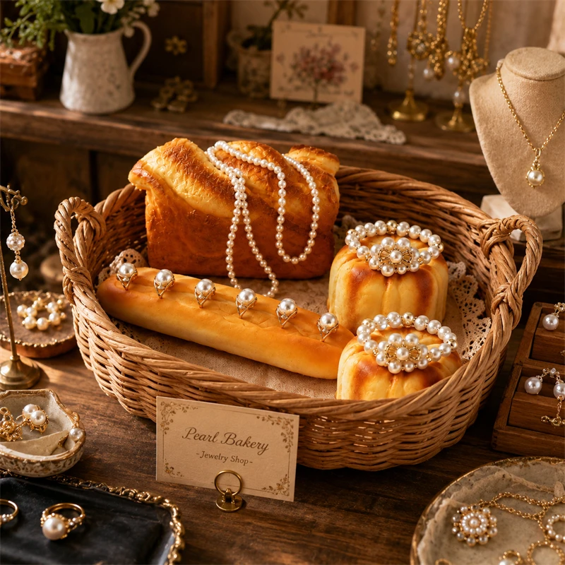 Creative Simulated Bread-shaped Jewelry Display Stand Ring Necklace Pendant Bracelet Storage Rack Jewelry Jewelry Display Props