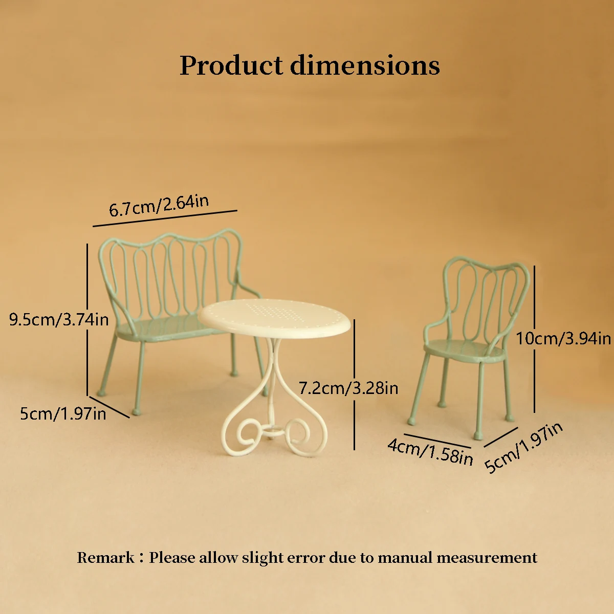 Jouets de maison de jeu de Simulation 1:12, Table et chaise d'art en fer, ensemble de 3 pièces adapté à la décoration de meubles de maison de poupée Bjd Ob11