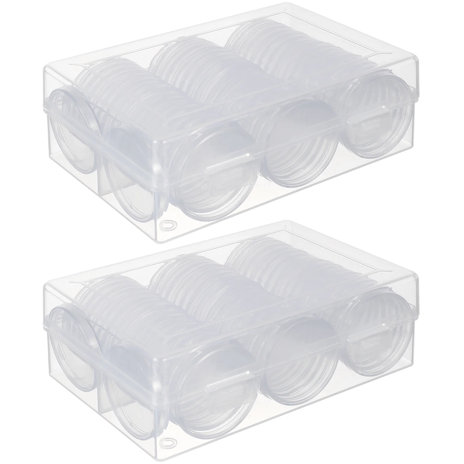 100 Pcs Commemorative Coin Round Box Storage (40mm Pieces) Coins Holder Case for Cases Collectors Pp Collecting Clear