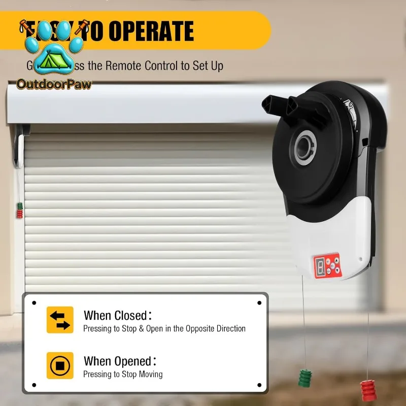 Automatic Roller Door Opener 110V 100W 800N Garage Door Motor Wall Mount with 2 Remotes for Garage Warehouse Farm