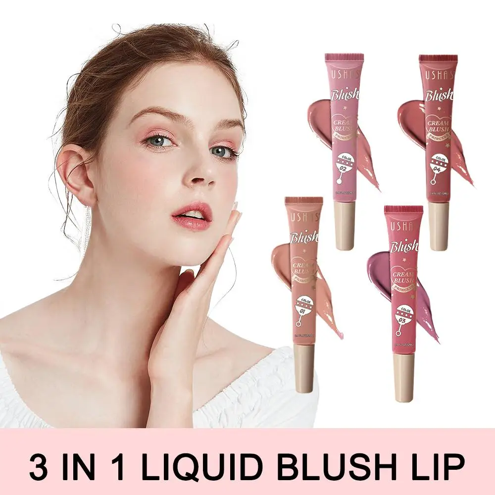 Natural Long Lasting Waterproof Liquid Blush, Lip and Face Contouring Stick, Blush Facial, Soft 4 Color, Q0I7, 12ml