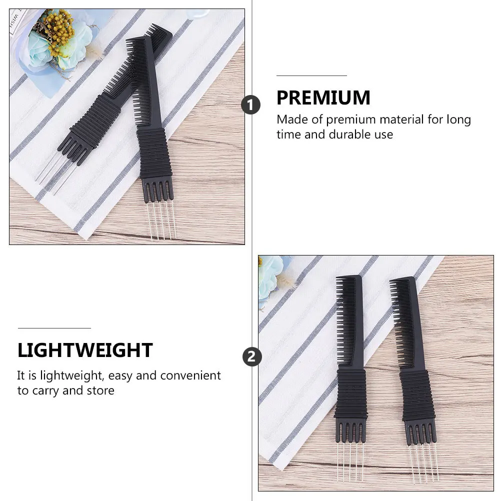 

3pcs Hair Comb Set Long Tooth Salon Brush Nylon Portable Lightweight Practical Anti Tangling Wet Dry Hair Scalp Massager
