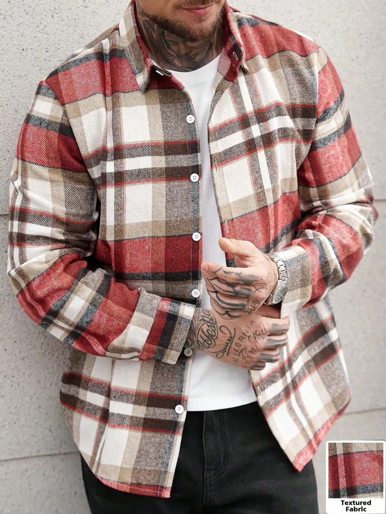 

Men's Long Sleeve Plaid Flannel Shirt, Casual Button-Front Shirt for Autumn