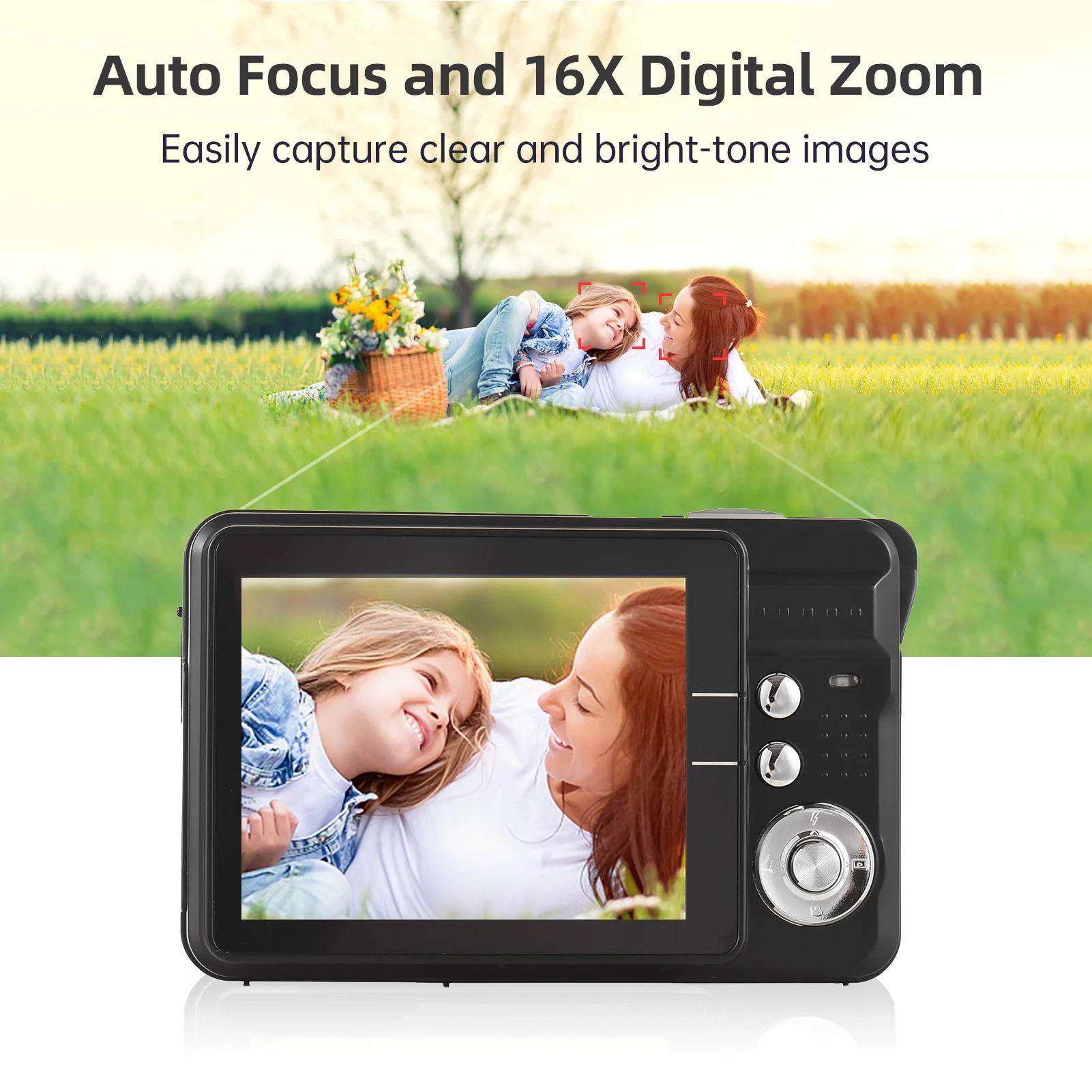 4K Digital Camera Video Camera Camcorder 48MP  Auto Focus 16X Digital Zoom Anti-shake Face Detect Smile Capture Built-in Flash