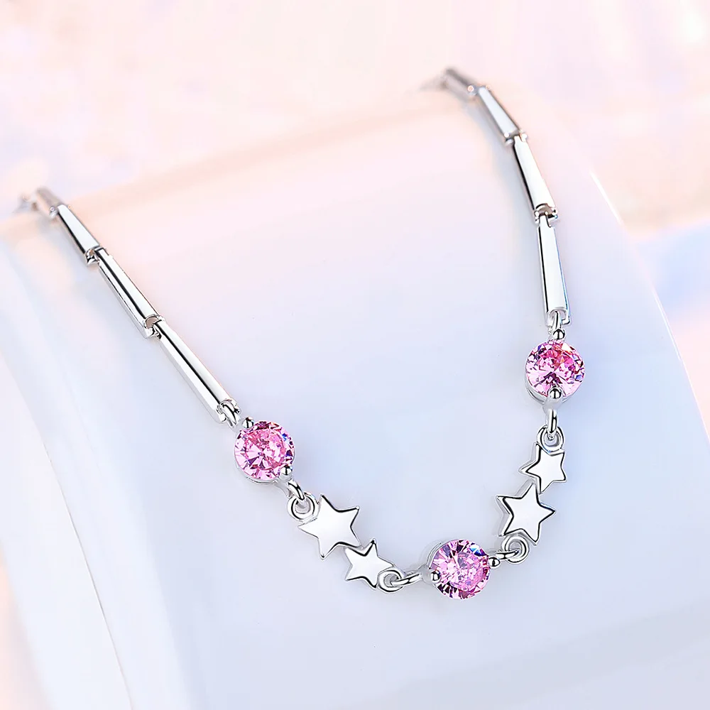 

925 Sterling Silver Star Crystal Bangle Bracelets For Women Charms Luxury Designer Jewelry Beautiful Accessories Jewellery