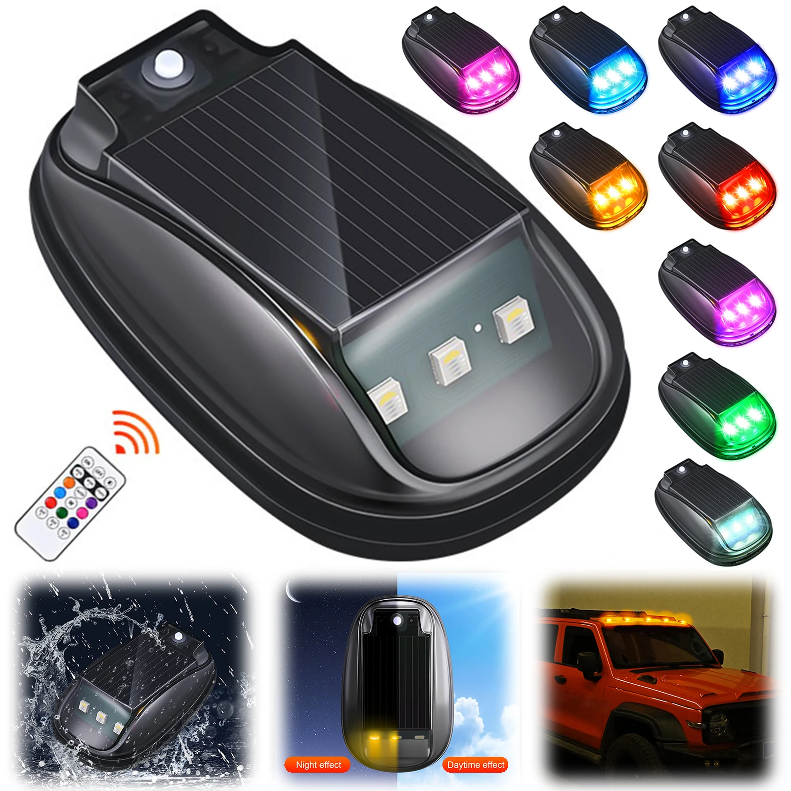 

Roof Light LED Solar Remote Control Universal Signal Mouse Lamp Solar Powered Strobe Pilot Light for Car Truck SUV Signal Lamp