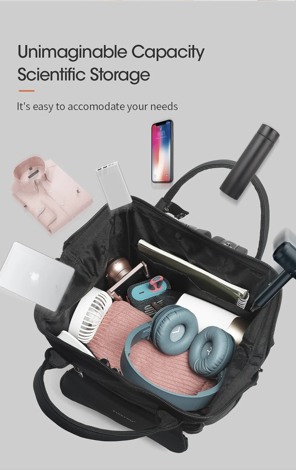 Tigernu Neue Damen Casual Rucksack Für Frauen Spritzwassergeschützt TPU Reise Camping Weibliche Handtaschen Leichte Wandern Schule Rucksäcke – Detail 2