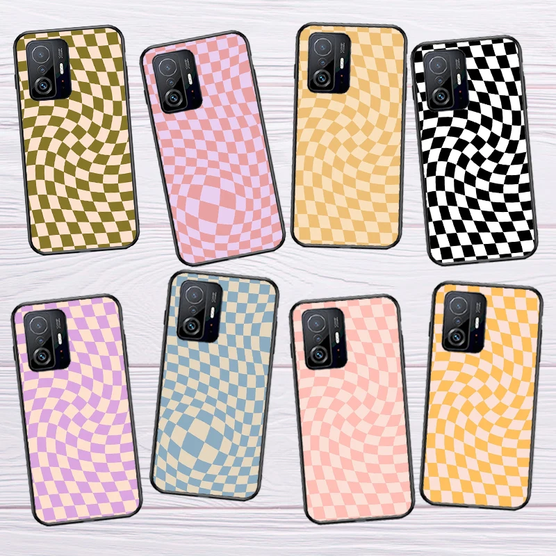 Check Orange Green Moss Twist Phone Case For POCO F5 X5 X3 Pro X4 F4 GT F3 M5 C40 Xiaomi 12 Lite 12X 11T 12T 13 Pro Cover