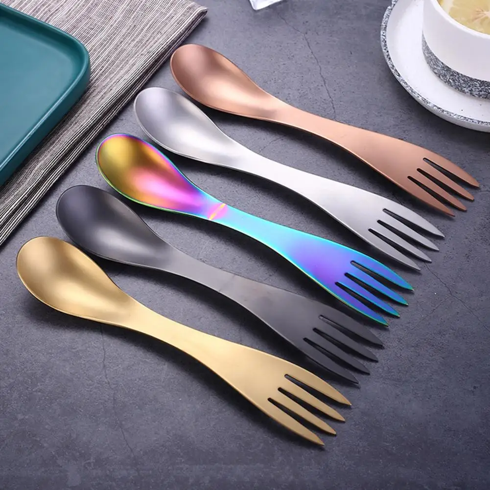 

Outdoor Spoon Picnic Fork Stainless Steel Spork Bottle Opener Cutlery Portable Camping Backpack Hiking Tableware