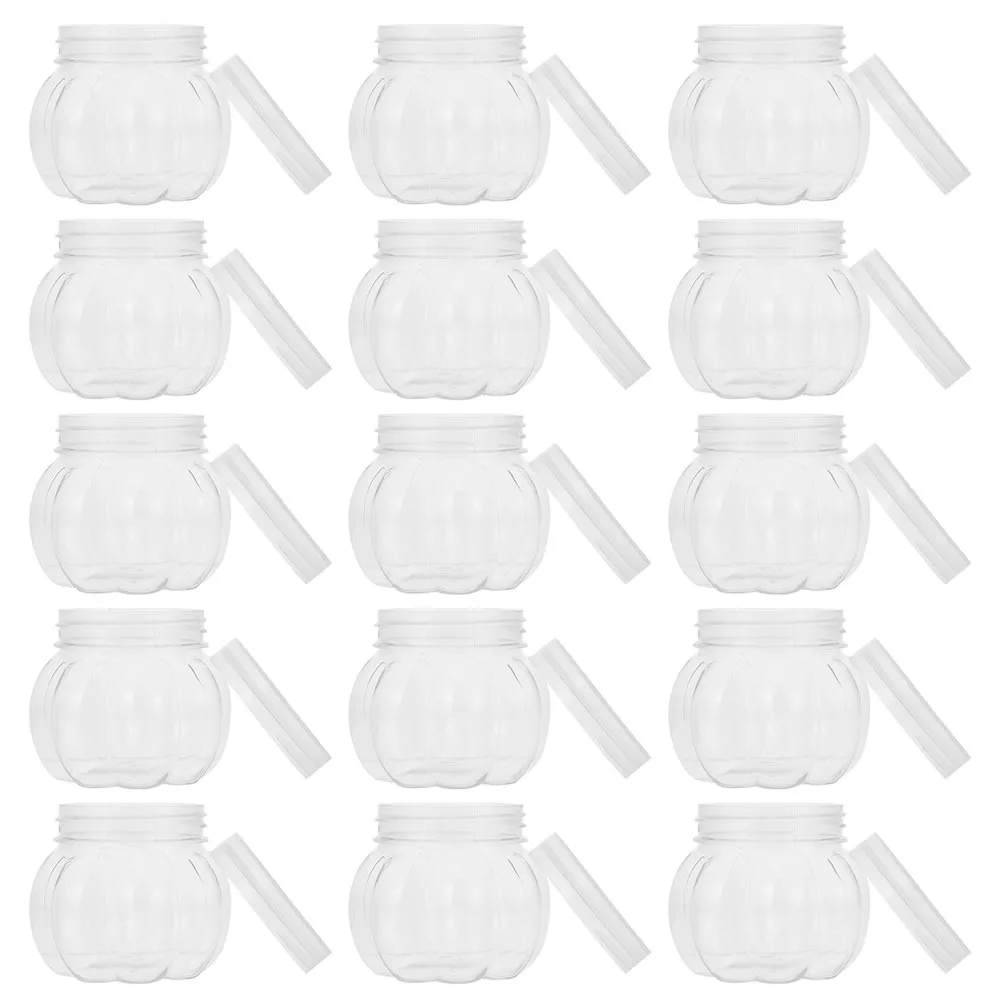 

24Pcs Small Jars with Lids Pumpkin Design for Candy Chocolate Dried Fruit Tea Storage Clear Sealed Food Container