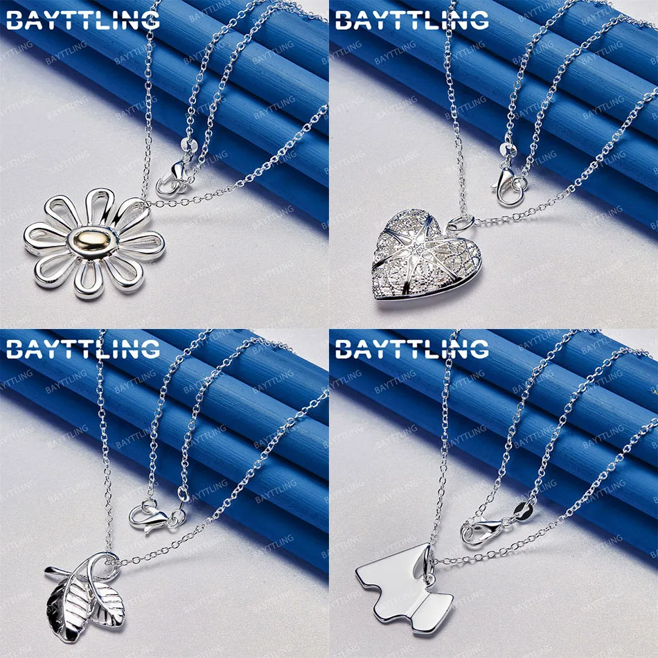 

Luxury 925 Sterling Silver 16-30 Inch Delicate Leaf Flower Pendant Necklace Women's Accessories Jewelry Wedding