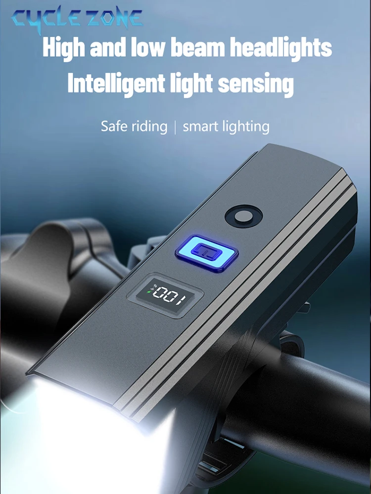 AliExpress cycle zone 2000 mAh 2 LED Bicycle Front Light Type-C 5 Modes Bike Light Induction Headlight Cycle MTB Lamp Digital Display Bike Flashlight