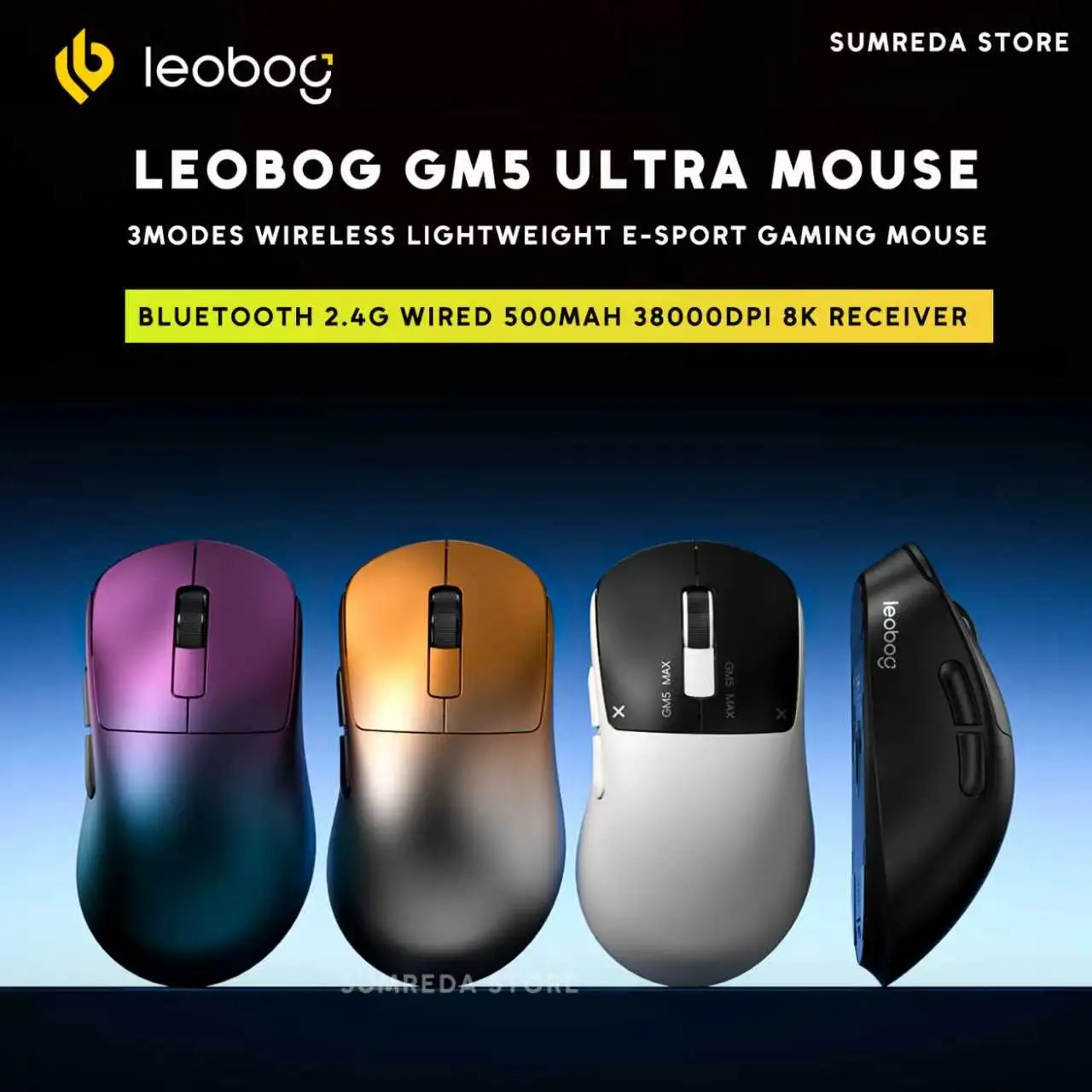 LEOBOG GM5Ultra GM5 MAX Wireless Tri-mode Esports Mouse Lightweight Ergonomic Design Dual 8KHz Wired Office Gaming Mouse For PC