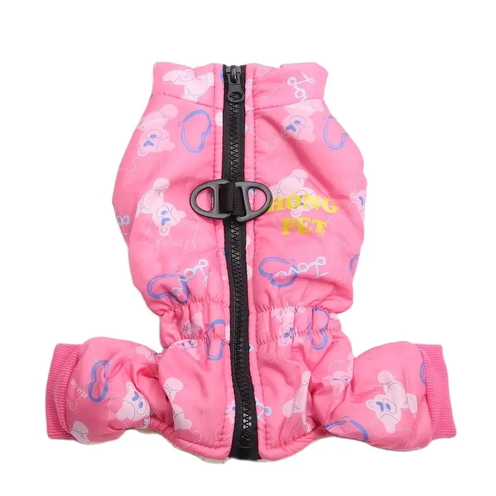 Dog Cat Warm Jumpsuit Hoodie Windbreak Apparel Bear& Zipper Design Pet Winter Coat Jacket Outfit