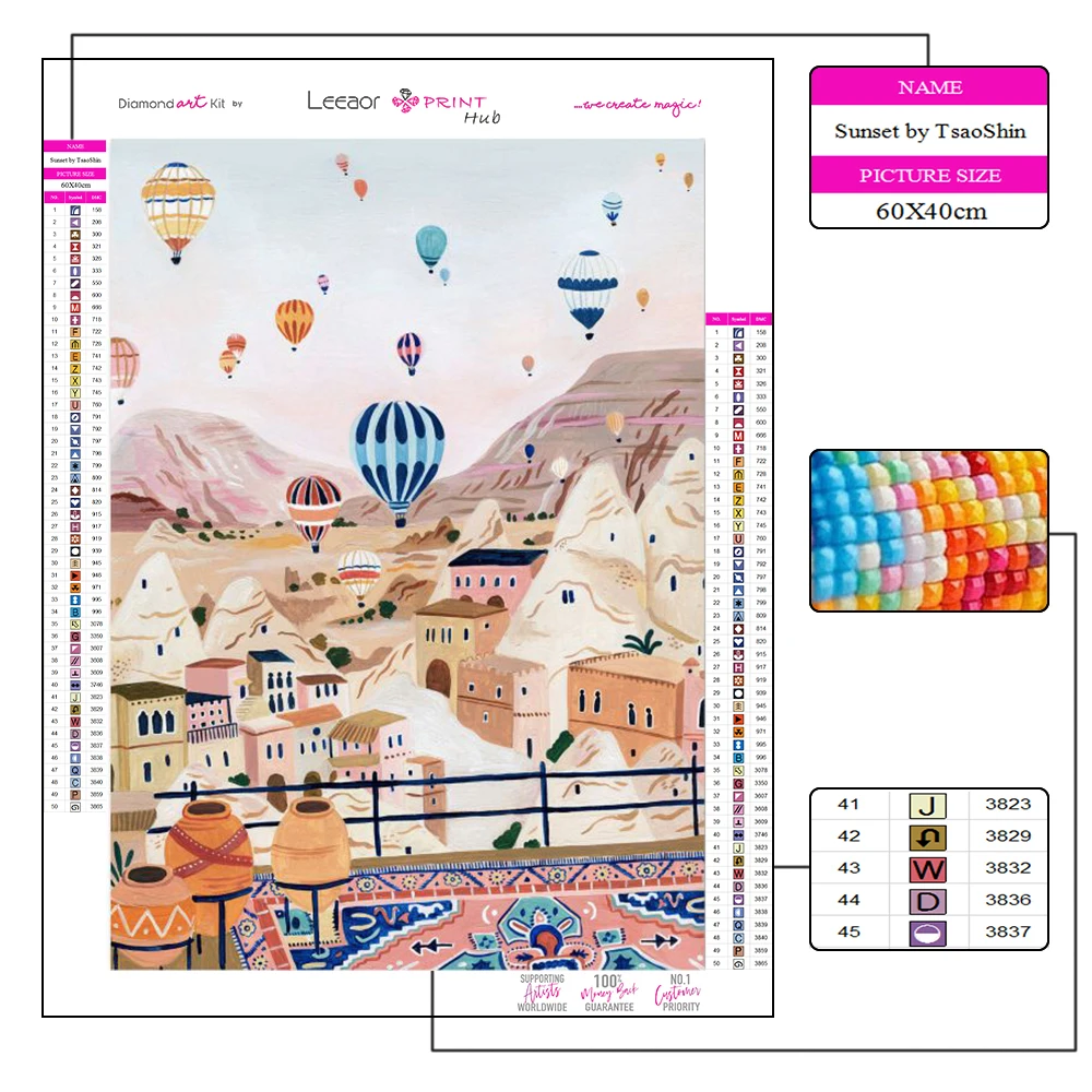 Landscape Diamond Painting Kits Country Town Hot Air Balloon Life Picture Full Diamond Mosaic Embroidery Cross Stitch Home Decor