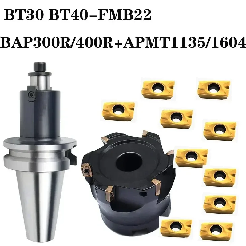 

1set BT30 FMB22 BT40 FMB22 Toolholders+1PCS BAP300R/BAP400R+10pcs APMT1604 /APMT1135 Carbide Inserts for CNC Lathe Face Endmill