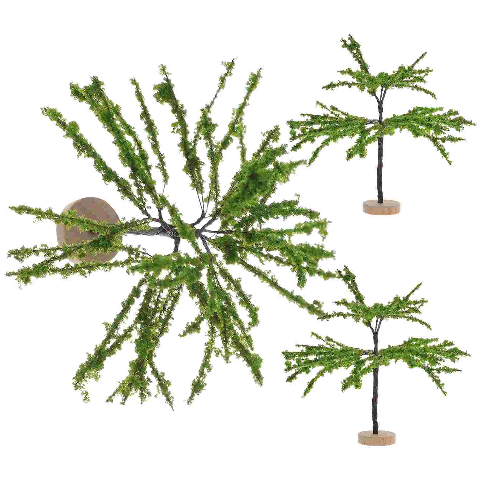 3 Pcs Simulated Mini Tree Artificial Miniature Street Trees Model Little Decor Garden Train Plastic Adornment Landscape