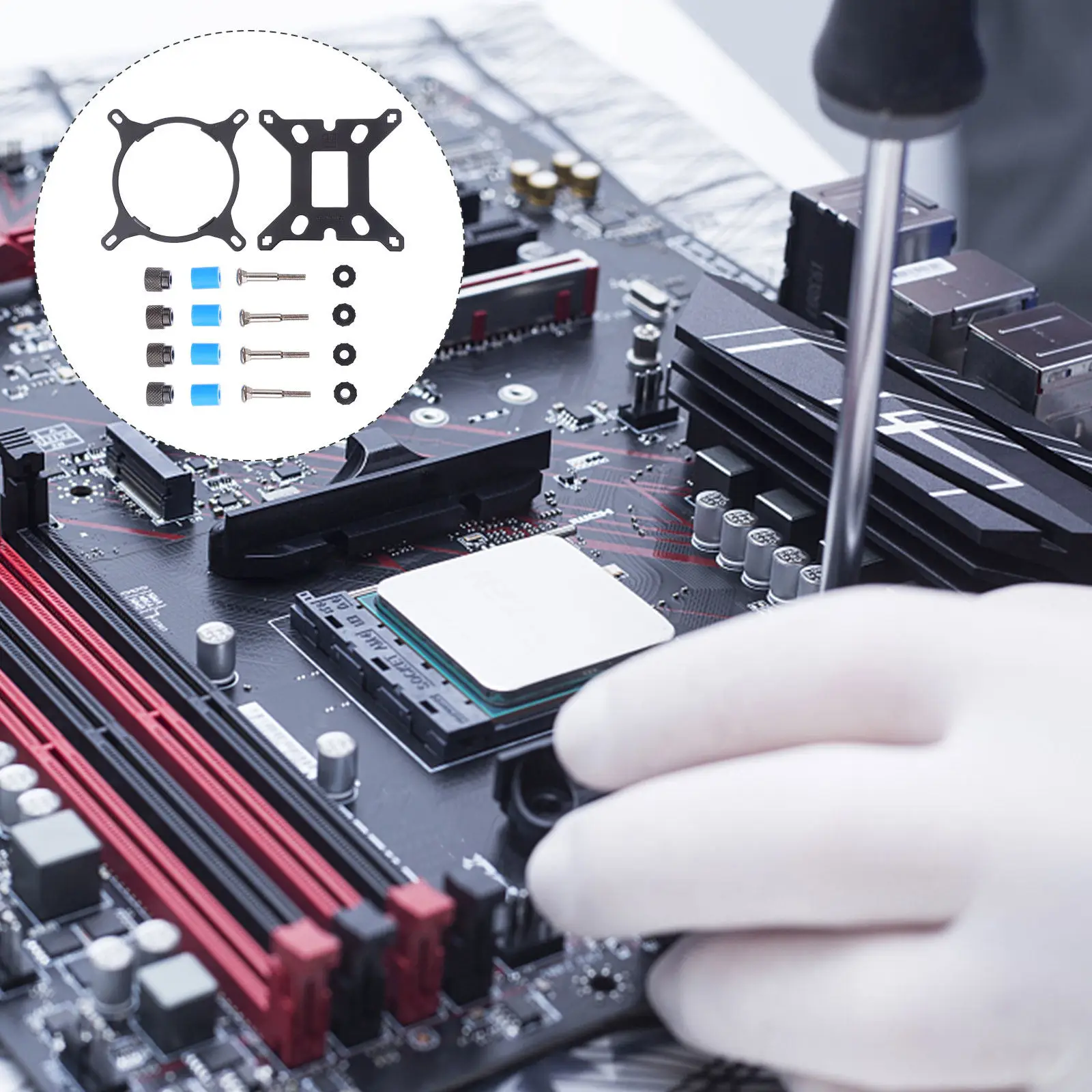 

Комплект кронштейнов для крепления водяного охлаждения процессора, ударопрочный, совместим с материнскими платами LGA 17XX, для установки вентилятора охлаждения