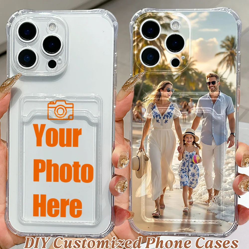 DIY Photo Customized Card Hold Phone Case For Samsung Galaxy S26 S25 S24 S23 S22 S21 S20 FE Edge Plus Ultra M33 M53 5G Airbag