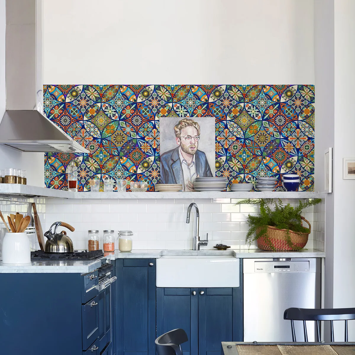 بوهو المائية دائرة المرور الفينيل خلفية أنيقة قشر وعصا أنماط البلاط البلاستيكية خلفية الرجعية خزانة أثاث ملصق #3