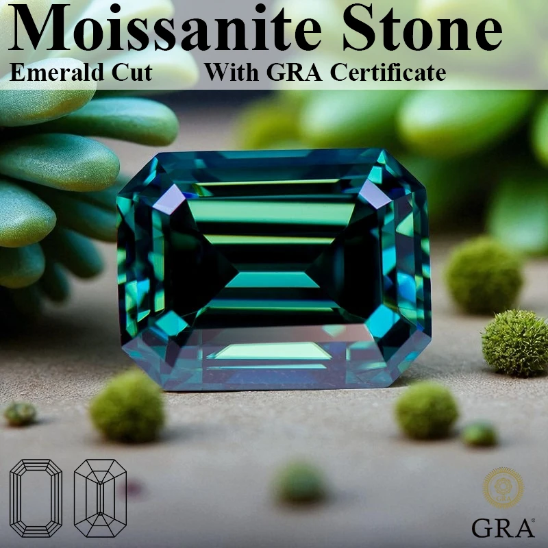 

Moissanite Stone Natural Emerald Colour VVS1 Loose Gemstone Beads with GRA Certificate Charms for Advanced Jewelry Making