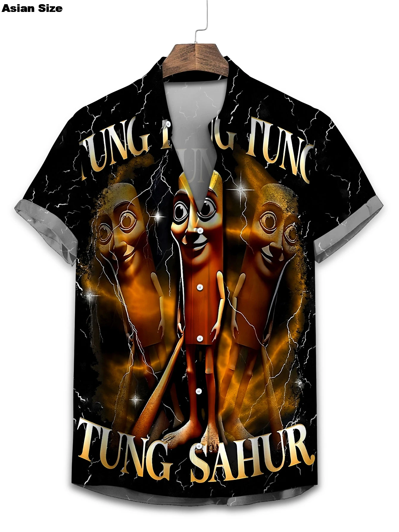 Funny AI Gag Gifts Tung Tung Tung Sahur 3D Printed Hawaiian Shirts For Men Clothes Support Custom Beach Shirt Party Blouses Tops