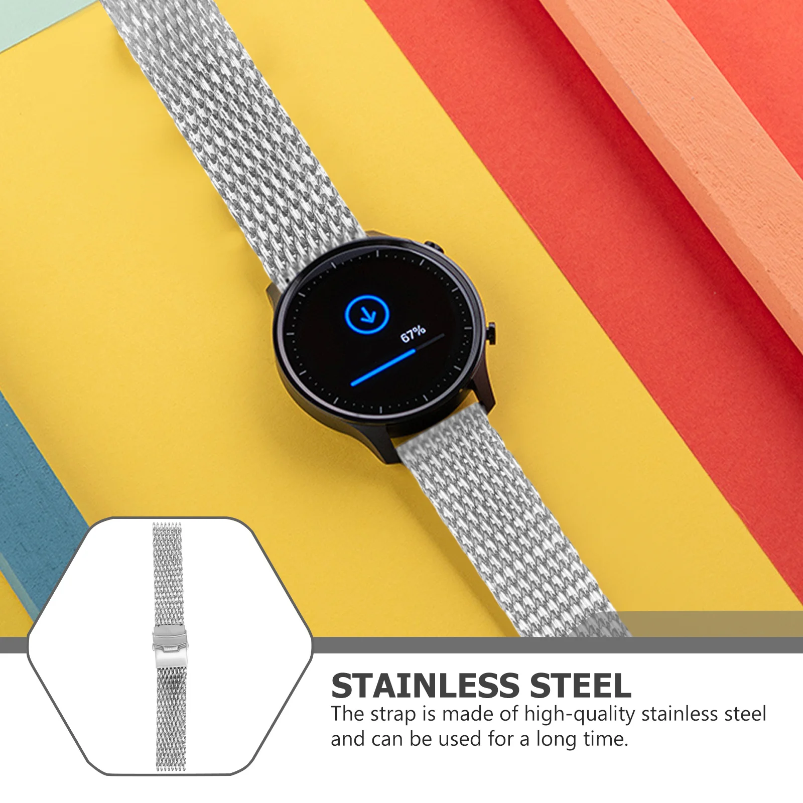 

24Mm Stainless Watch Strap Shark Mesh Metal Band Premium Craftsmanship Comfortable Fit for Office Outdoor Daily Usage